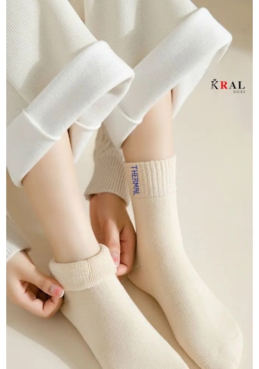 Termal Özellikli Bambu 2x Korumalı 3 Çift Kadın Soft Renkli Kışlık Havlu Soket Çorap ASORTİ