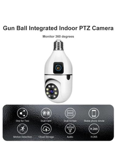 4mp Çift Lens Wifi Kablosuz Hareketli Sesli Ampul Kamera