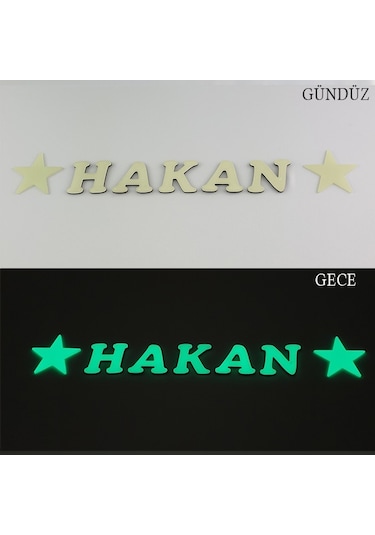 Fosforlu 5 Harf + 2 Yıldız Veya Kalp