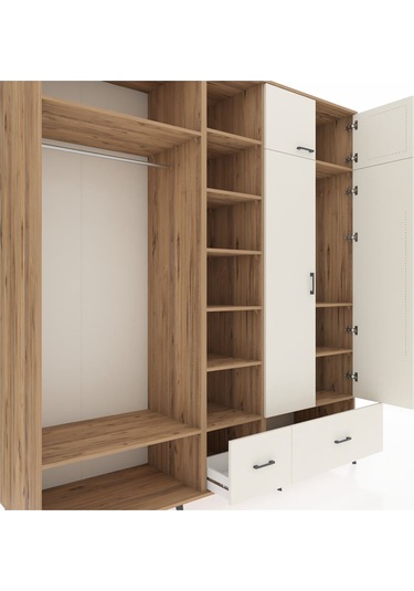 Kronos Dolap 12 Raflı 2 Çekmeceli 2 Askılı 220x59x243 Çam-aytaşı/aytaşı Aytası/aytası