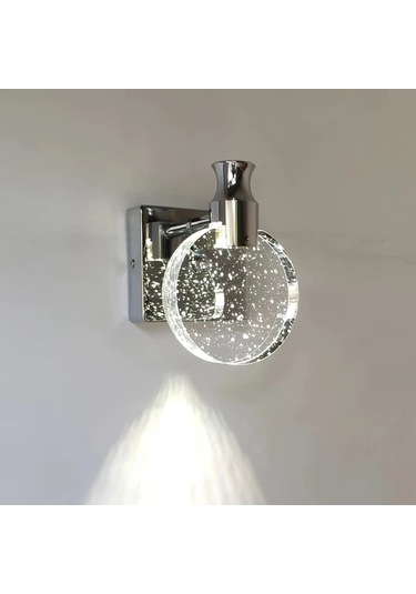 Challenger Gümüş Kristal Duvara Monte Lamba Yatak Odası Oturma Odası Aydınlatma Aparatı Gümüş