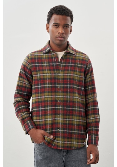 Koyu Yeşil Yünlü Ekose Desen Yumuşak Yaka Cepsiz Uzun Kol Casual Comfort Fit Gömlek 1004245227 Koyu Yeşil Koyu Yeşil Yünlü Ekose Desen Yumuşak Yaka Cepsiz Uzun Kol Casual Comfort Fit Gömlek 1004245227 Koyu Yeşil