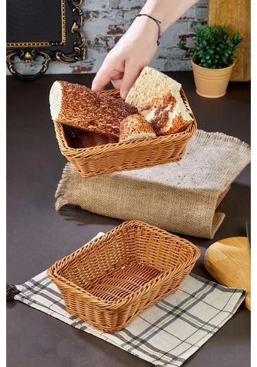 Cooker Ckr3421 Dikdörtgen Hasır Ekmek Sepeti Kahverengi