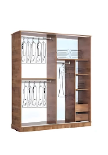 Pamukkale 180 X 59 X 212 Sürgülü Dolap-ceviz-aynalı