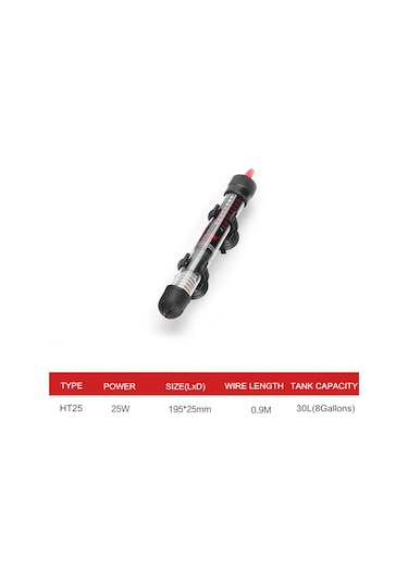 Teltree Akvaryum Otomatik Isıtıcı - 25w Tamamen Su Geçirmez - 20-34 C Ayarlanabilir - Ab Fişli