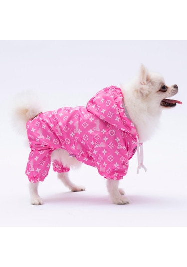 Pembe Desenli Tulum Yağmurluk Köpek Kıyafeti Köpek Yağmurluğu
