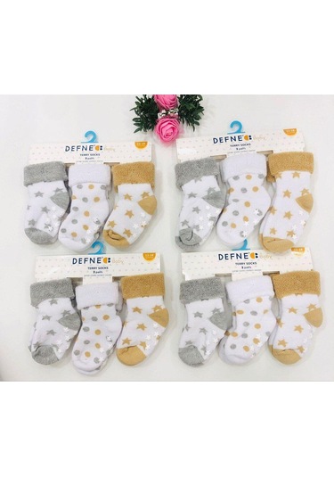 3-4 Yaş 3 Çift Havlu Pamuklu Kaydırmaz Taban Kışlık Erkek Çocuk Ve Bebek Soket Çorap-598 Gri