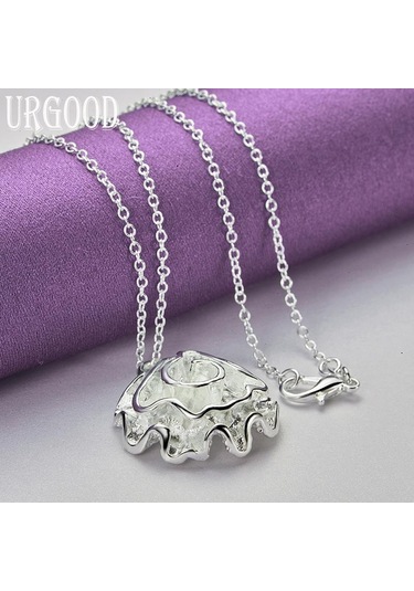 925 Ayar Gümüş Gül Kolye Kolye Moda Takı