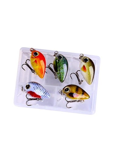 Valkyrie 5 Adet Crankbait Lrf Balık Olta Yem Seti - Sesli Bilyalı - Kutulu - 2.7cm 1.5gr