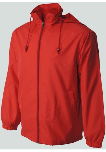 Uniprom Erkek Yağmurluk File Astarlı Kapşonlu Kırmızı
