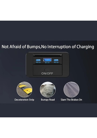 Boatshop1 2 Paket Üç Portlu Usb Araba Hızlı Şarj Soketi Qc3.0 Pd3.0 Araba Şarj Cihazı Tip-c Anahtarı Rv Tekne Kamyon Motosiklet Otobüs İçin