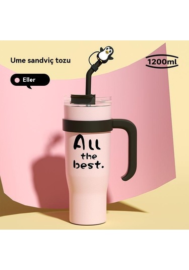 Aurora Büyük Mac Termos Bardağıbüyük Kapasiteli Öğrenci Açışına Çok Oğuk Su Bardağı Pembe