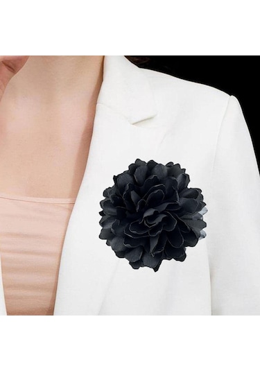 Homyl Kadınlar Için Çiçek Broş Rozeti Büyük Dans Ziyafeti Siyah Çok Renkli