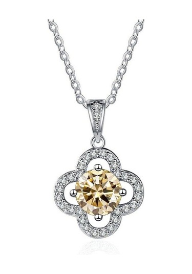 Sarı Bague Ringen 1ct 6.5mm D Renk Mozanit Kolye 925 Ayar Gümüş Kolye Yıldönümü Şanslı Düğün Pırıltılı Kolye Hediye