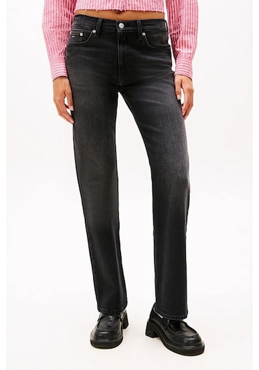 Kadın Orta Yüksel Bel Bootcut Fit Jean Pantolon - Siyah-10154 Islandblue