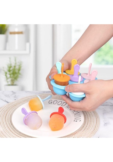 7 Renkli Yaratıcı Dondurma Kalıbı Kapaklı Dıy Renksiz Kokusuz Ev Yapımı Dondurma Kalıbı Dondurma Ve Buz Küpü Tepsisi Kalıpları Yeşil