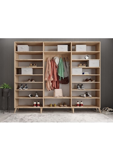 Açelya Portmanto Vestiyer Meşe Beyaz 208 cmM6