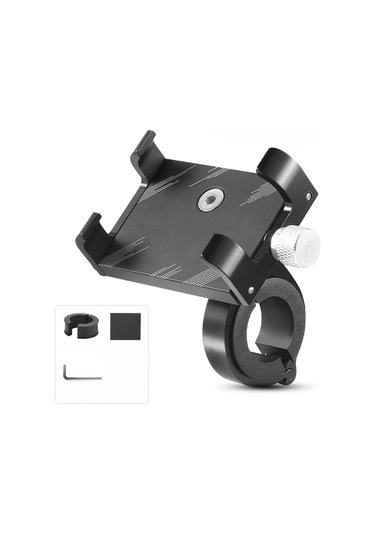 Monyee Alüminyum Bisiklet Telefon Tutucu - Motor, Dağ Bisikleti Ve Elektrikli Araçlar İçin Güçlü Sabitleme, 55-100mm Telefon Uyumlu, Type D Göktaşı Modeli Siyah