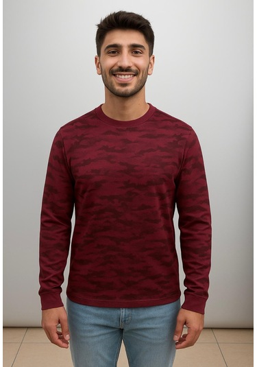 Axxel Erkek Bordo Sweatshirt-w1083 Bordo 2 İplik Şardonsuz