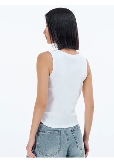 Tvoe Pamuklu Bağcıklı Bel Ve Baskılı Atlet 233095476 Beyaz