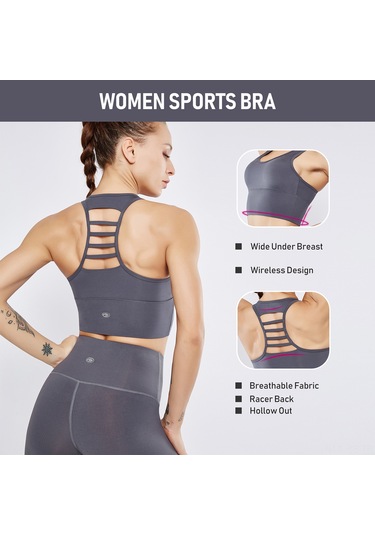 Reedark Kadınlar İçin Konforlu Spor Sütyeni: Çıkarılabilir Pedli, Nefes Alabilen, Koşu Ve Yoga İçin Mor L Beden Mor