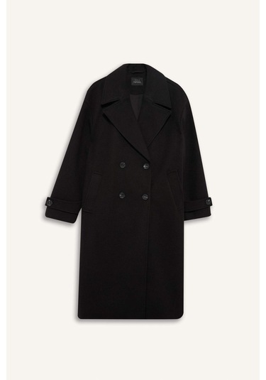 Defacto Regular Fit Düğmeli Uzun Kaşe Kaban F1197ax25wnbk27 Siyah-bk27