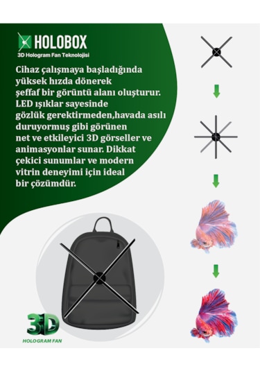 52 Cm 3d Hologram Sırt Çantası Holobag