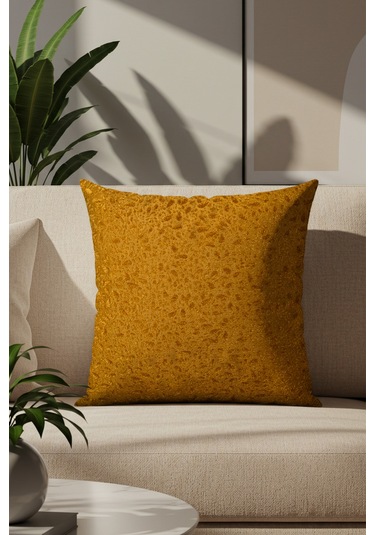 Sezyon Yuna Desenli 45x45 Hardal Kırlent Kılıfı Hardal