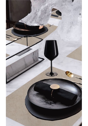 6'lı Kadife Dokulu Servis Peçetesi Krem