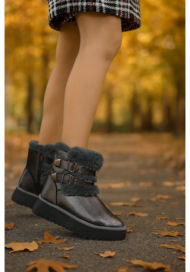 Çift Tokalı Kalıntaban Kadın Bot Platin