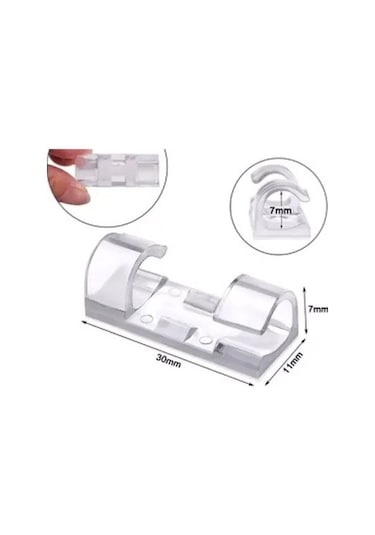 20&amp Apos Li Yapışkanlı Kablo Sabitleyici Şeffaf Klips 5332