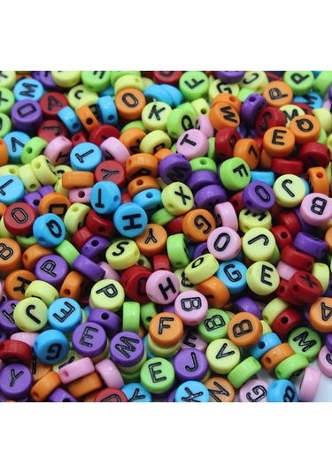Harf Boncuk Elips Karışık Renkli 6 Mm 250 Gr