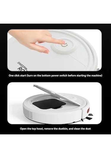 Otomatik Akıllı Süpürme Robotu Süpürücü Ev Aletleri Mutfak Ev Siyah