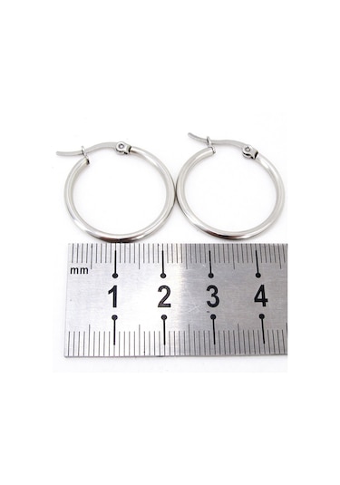 21 MM Kadın Halka Çelik Küpe Çifti Italyan Kilitli Mse25 Sarı