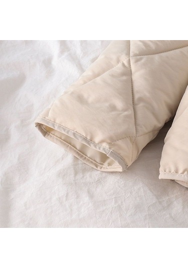 Kadın Elmas Desenli Polar Ceket Beyaz