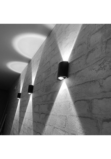 Siyah Ip65 Led Duvar Lambası Ac86-265 Kapalı Yatak Odası Oturma Odası Merdiven Duvar Lambası 6w/beyaz Işık Beyaz