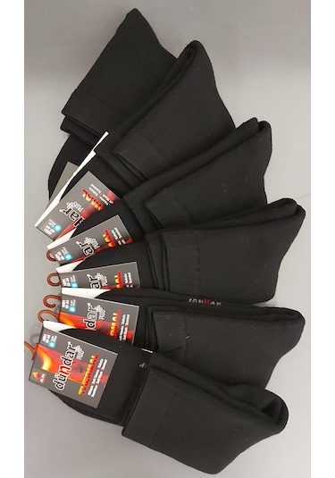 Dündar Plus 5978 Erkek Kışlık Havlu Termal Çorap 12 Adet Siyah