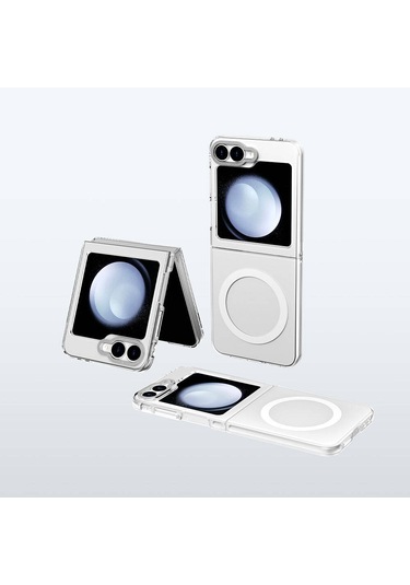 Galaxy Z Flip 6 Uyumlu Kılıf Magsafe Şarj Özellikli Şeffaf Youngkit Crystal Shield Seri Kapak Şeffaf