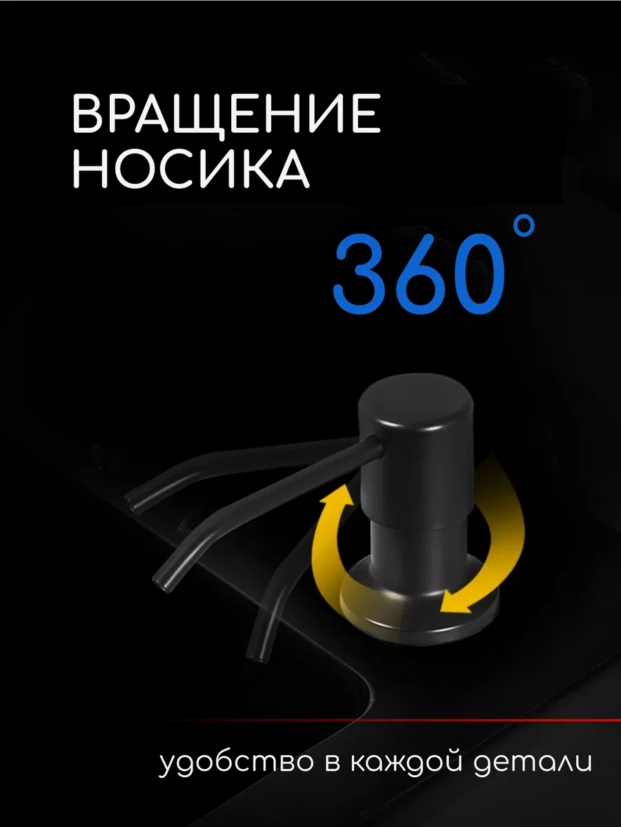 Homlove Mutfak İçin Gömme Dispenser 350 Ml, Siyah Dispenser 165419416 Siyah