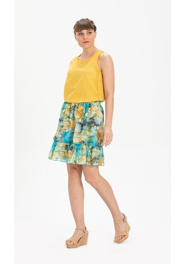 Vual Nesrin Kısa Etek Turkuaz Trkz