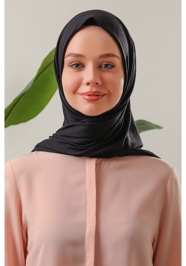 Melodi Scarf Tesettür Penye Şal Siyah Siyah