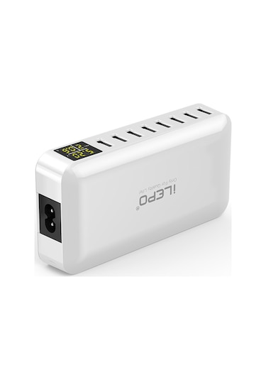 Yuntech01 8 Port Usb Şarj Aleti 40w 8a Lcd Ekranlı Akıllı Hızlı Şarj Cihazı 1.2m Kablolu Mini Avrupa Standartı