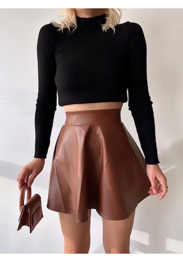 Beli Lastikli Deri Etek Kahve S24599 Kahve