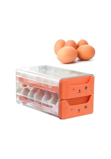 Pazly Çift Katmanlı Şeffaf Yumurta Çekmecesi Uzatma Bağımsız Yuva Turuncu Turuncu