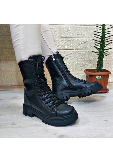 M.p 1416 Siyah Cilt İçi Sıcak Astar 25cm Bayan Postal Bot 001