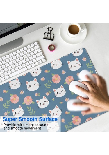 Cat Desenli Büyük Oyun Mouse Pad 31.5x11.8 Inch, Kaymaz Rubber Desk Mat-a13