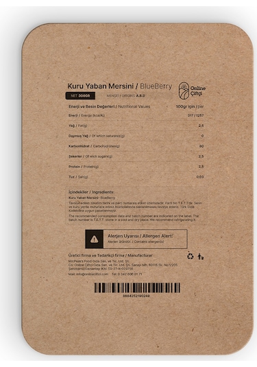 Online Çiftçi Yaban Mersini Blueberry 300 G