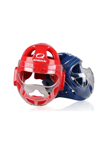 Tam Yüz Baş Koruma Karate Kask Tekvando Şapka Mma Kick Boks Kafa Kırmızı