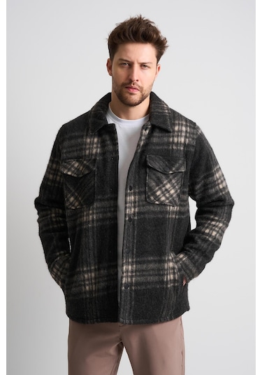 Alexandergardı Erkek Ekoseli Cep Detaylı Yünlü Ceket Ec-1005 Antrasit