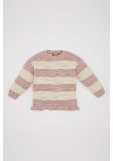 DeFacto Kız Bebek Çizgili Bisiklet Yaka Düğmeli Triko Kazak C8088A524AUBR277 Bordo DeFacto Kız Bebek Çizgili Bisiklet Yaka Düğmeli Triko Kazak C8088A524AUBR277 Bordo